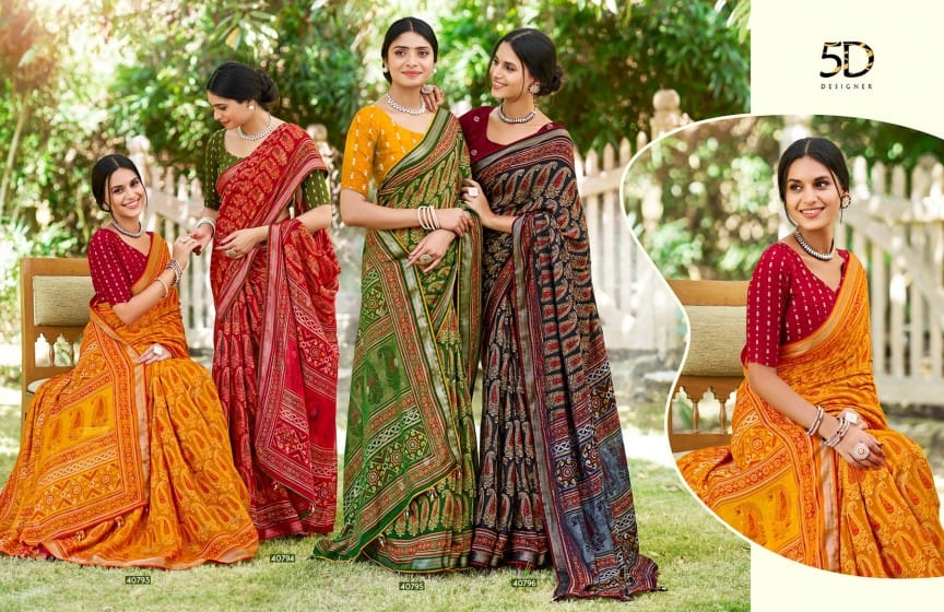 Maya 5D Soft Crepe Jacquard Border Printed Sarees Wholesale Shop In Surat